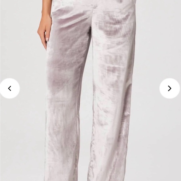 PAIGE Chateau Velvet Wide-Leg Pants in Pewter - Picture 2 of 8